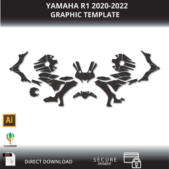 YAMAHA R1 2020-2022 1:1 Vector Graphic Template Bikerz Kingdom