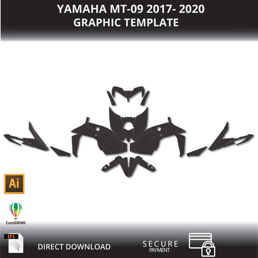 YAMAHA MT-09 2017- 2020 Motorcycle 1:1 Vector Graphic Template Bikerz Kingdom