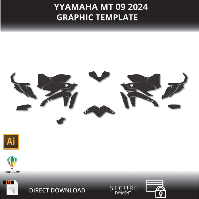 YAMAHA MT09 2024 Motorcycle 1:1 Vector Graphic Template Bikerz Kingdom