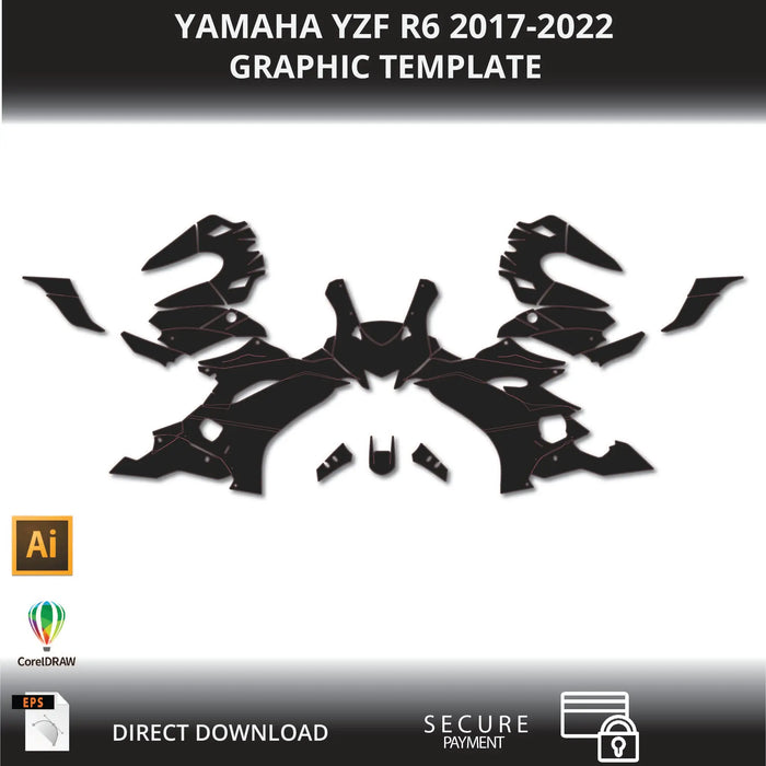 YAMAHA YZF R6 2017-2022 1:1 Vector Graphic Template Bikerz Kingdom
