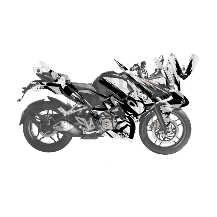 Bajaj Pulsar RS200 Grey Wasp Theme Graphic Kit Decal Wrap Set