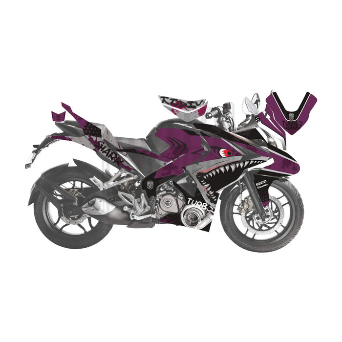 Bajaj Pulsar RS200 Turbo Shark Graphic Kit Decal Wrap Sticker Set Bikerz Kingdom