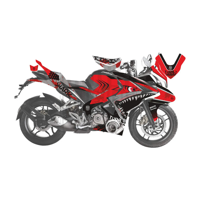 Bajaj Pulsar RS200 Turbo Shark Graphic Kit Decal Wrap Sticker Set Bikerz Kingdom