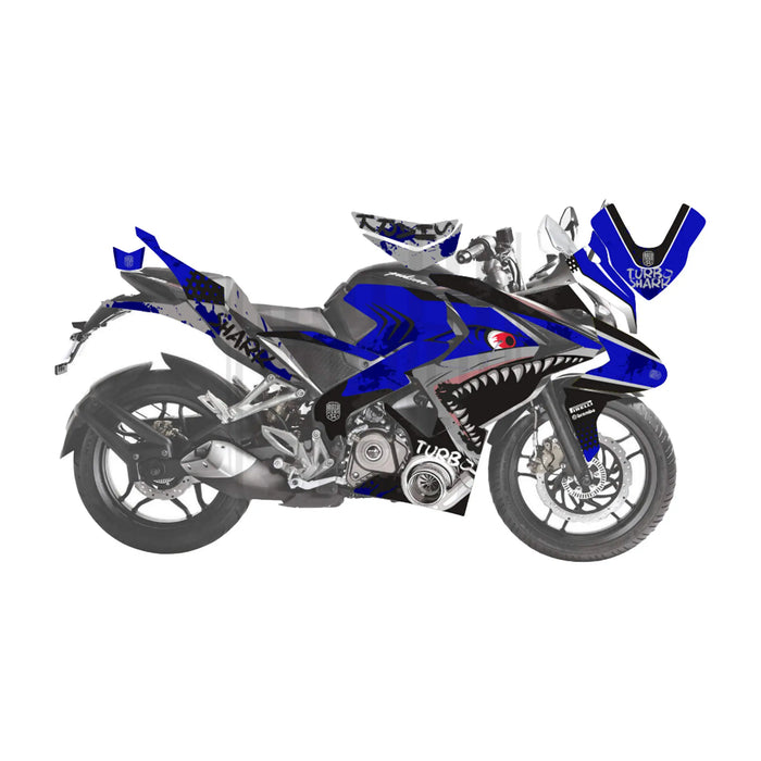 Bajaj Pulsar RS200 Turbo Shark Graphic Kit Decal Wrap Sticker Set Bikerz Kingdom