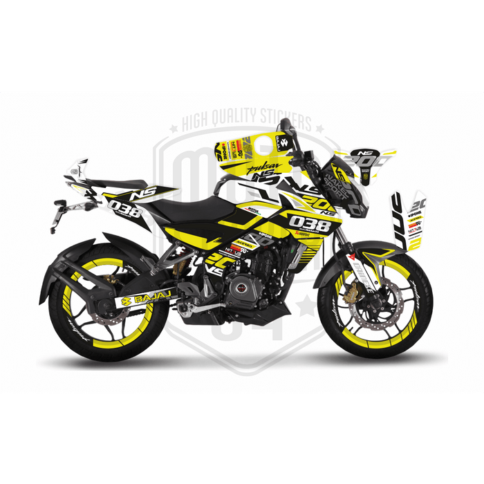 Bajaj Pulsar NS200 Flou Bright Graphic Kit with Wheel Rim Tape