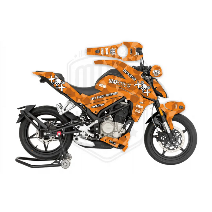 CF Moto 250NK 2017-2022 Bright Orange Grenzgaenger Design Theme Graphic Kit Bikerz Kingdom