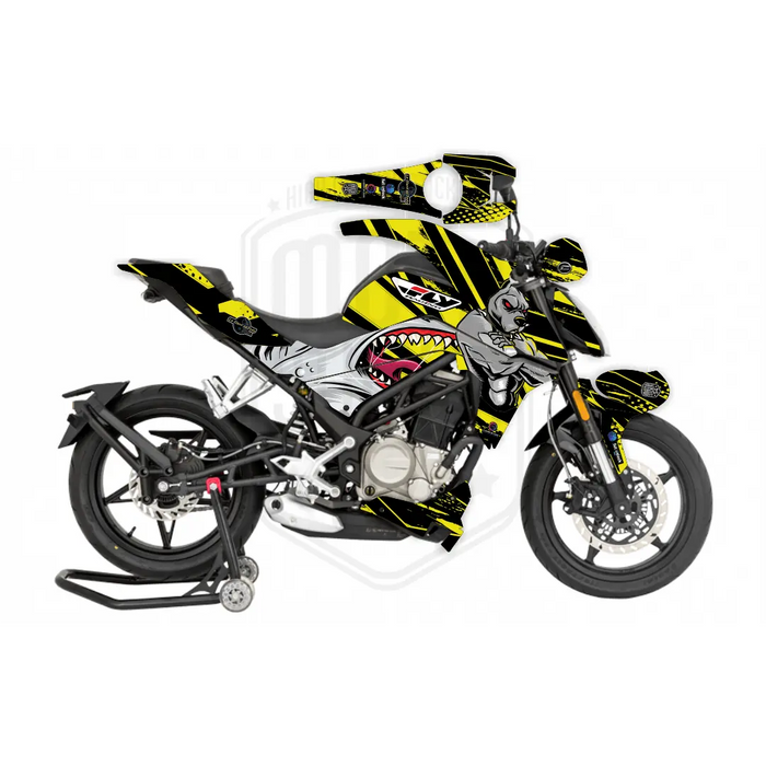 CF Moto 250NK 2017-2022 Grey Dog & Shark Design Theme Graphic Kit Bikerz Kingdom