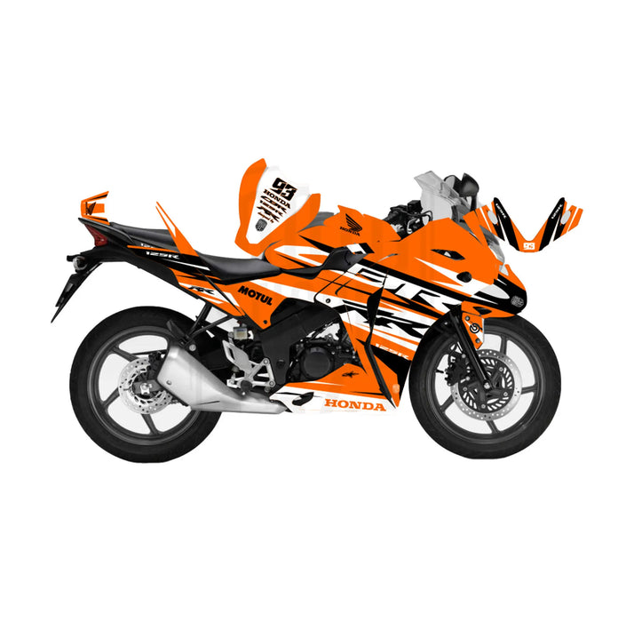 Honda CBR 125 2011-2017 Race Stripes Theme Graphic Kit Decal Wrap Set Bikerz Kingdom