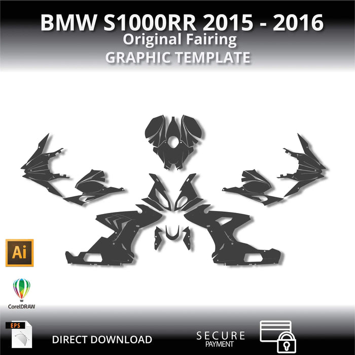 BMW S1000RR 2015-2016 Motorcycle 1:1 Vector Graphic Template Bikerz Kingdom