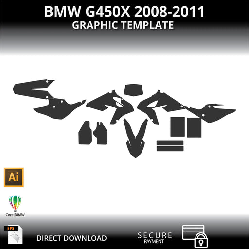 BMW G450X 2008-2011 Motorcycle 1:1 Vector Graphic Template Bikerz Kingdom
