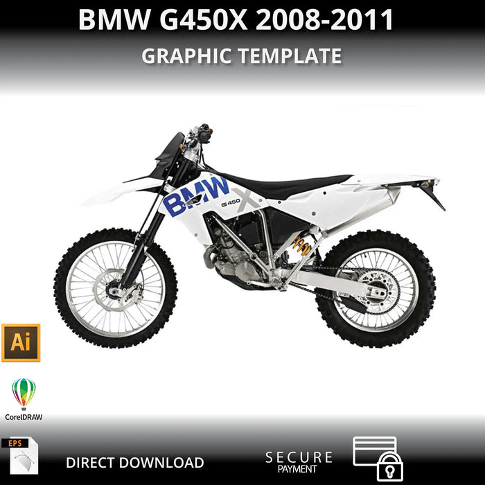 BMW G450X 2008-2011 Motorcycle 1:1 Vector Graphic Template Bikerz Kingdom