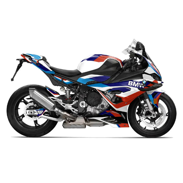 BMW S1000RR 2023 – 2024 White Blue Red Race Graphic Kit | Decals Bikerz Kingdom