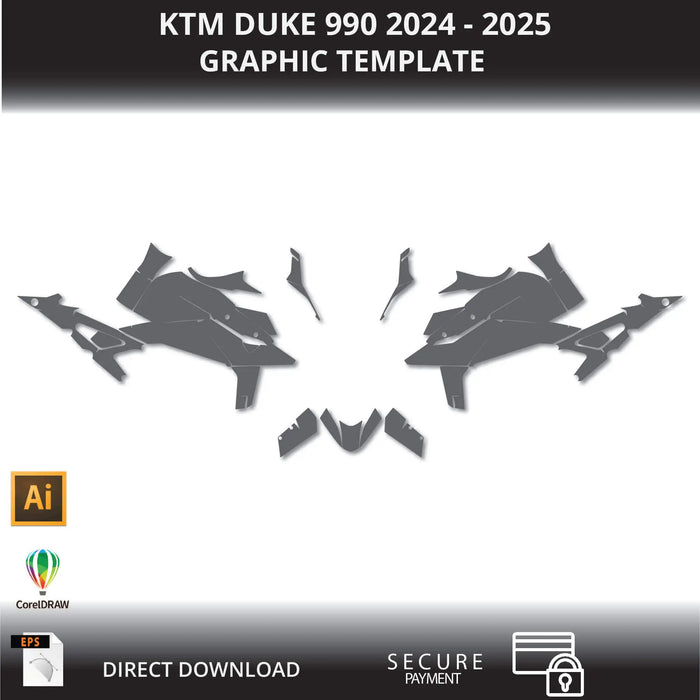 KTM DUKE 990 2024 - 2025 1:1 Vector Graphic Template Bikerz Kingdom