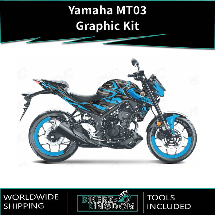 YAMAHA MT03 Funky Blues Graphic Kit 2014-2024 Models Bikerz Kingdom