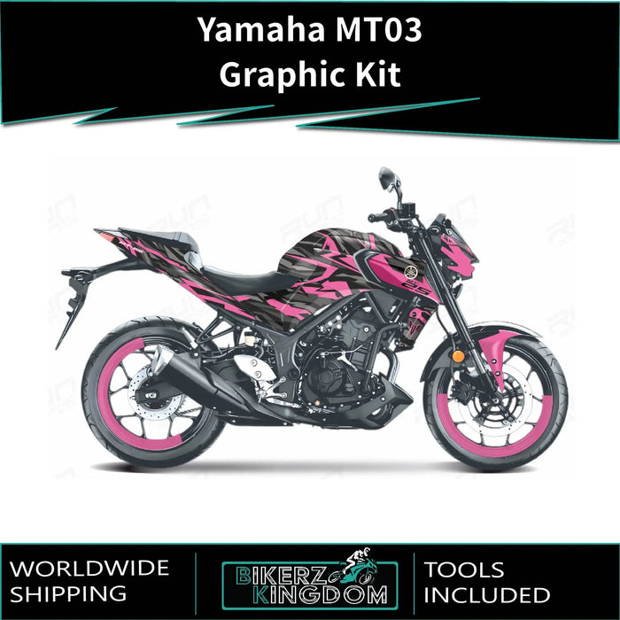 YAMAHA MT03 Funky Pinks Graphic Kit 2014-2024 Models Bikerz Kingdom