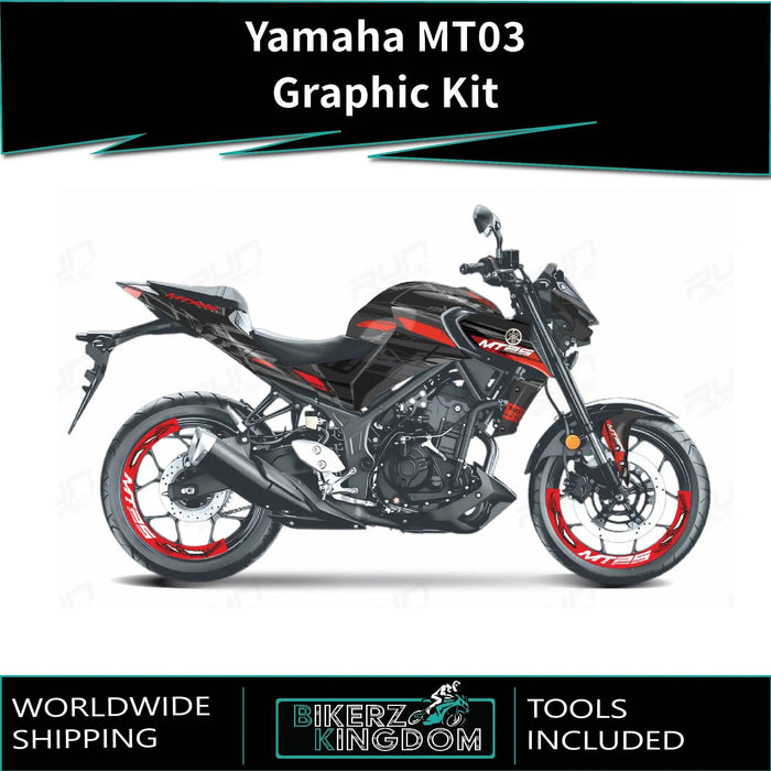 YAMAHA MT03 Graphiti Design Graphic Kit 2014-2024 Models Bikerz Kingdom