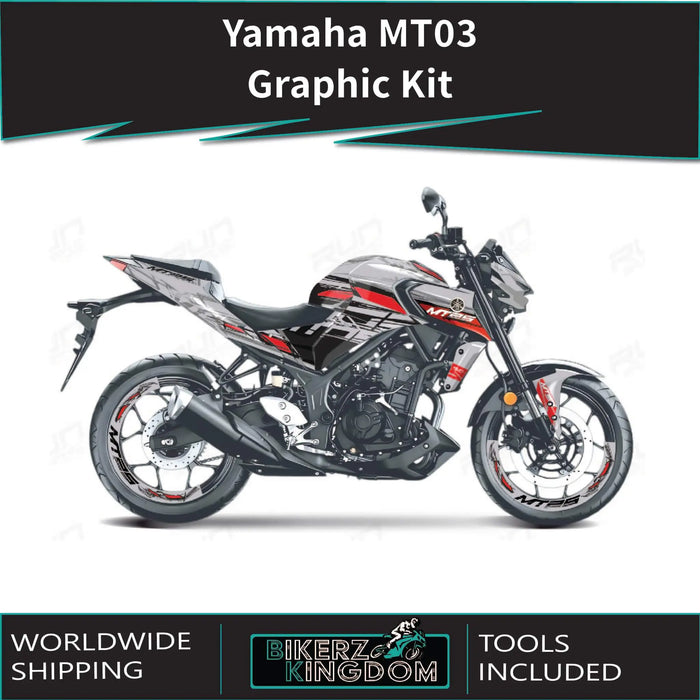 YAMAHA MT03 Graphiti Design Graphic Kit 2014-2024 Models Bikerz Kingdom