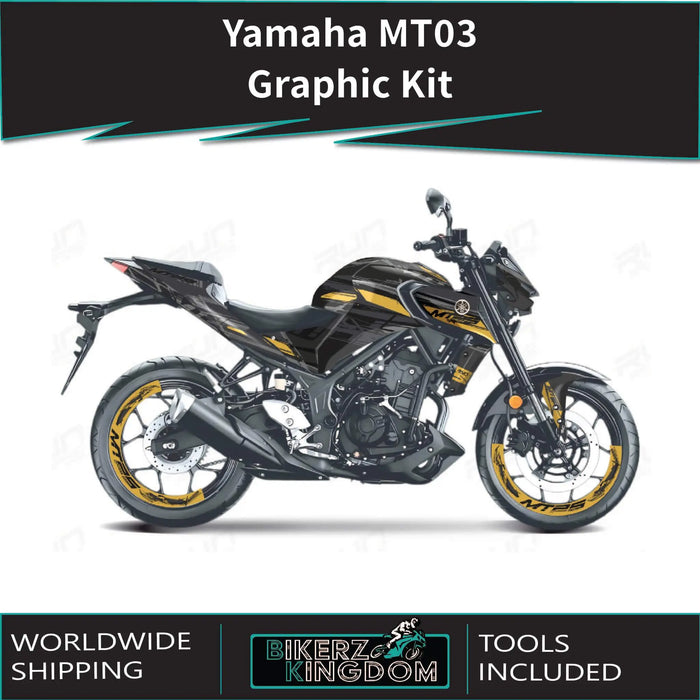 YAMAHA MT03 Graphiti Design Graphic Kit 2014-2024 Models Bikerz Kingdom