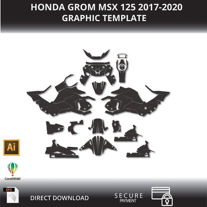 HONDA GROM MSX 125 2017-2020 Motorcycle 1:1 Vector Graphic Template Bikerz Kingdom