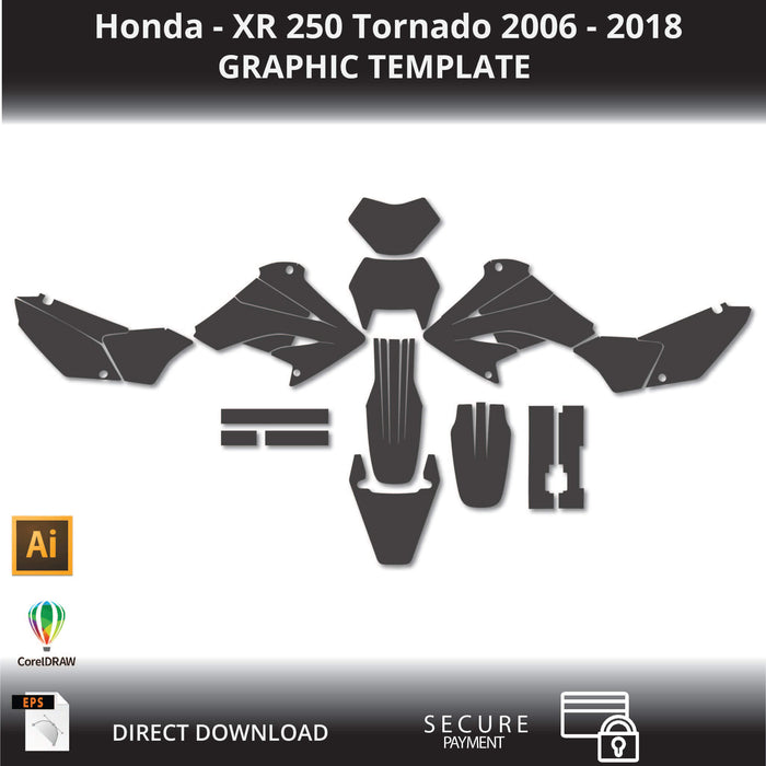 Honda - XR 250 Tornado 2006 - 2018 Motorcycle 1:1 Vector Graphic Template