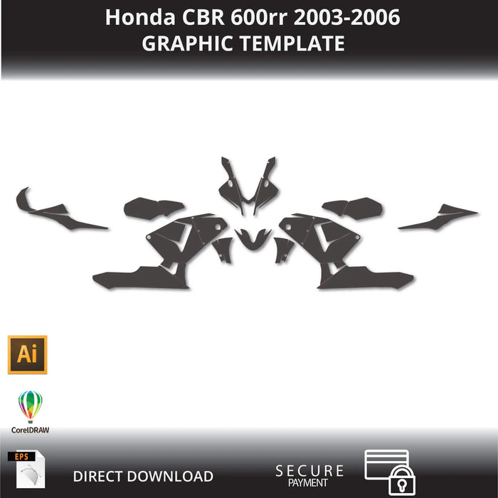 Honda CBR 600rr 2003-2006 Motorcycle 1:1 Vector Graphic Template Bikerz Kingdom