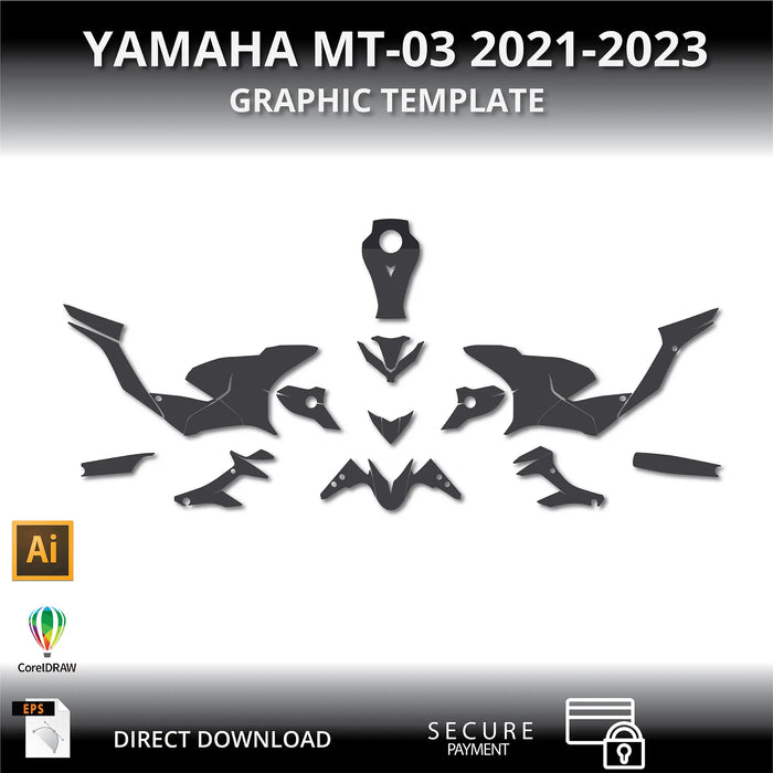 Yamaha MT-03 2021-2023 Motorcycle 1:1 Vector Graphic Template Bikerz Kingdom
