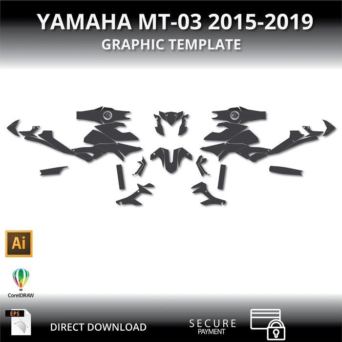 Yamaha MT-03 2015-2019 Motorcycle 1:1 Vector Graphic Template Bikerz Kingdom