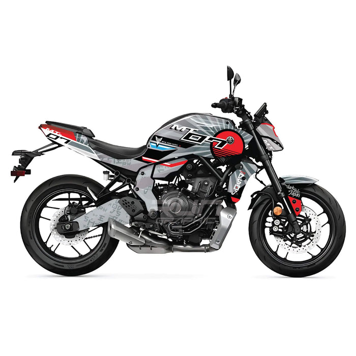 YAMAHA MT07 2025 Grey Sunrays Graphics Kit 2025 Model Decal Set Bikerz Kingdom