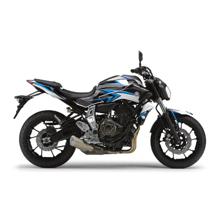 YAMAHA MT07 White and Brilliant Blue Graphic Kit 2014-2024 Bikerz Kingdom