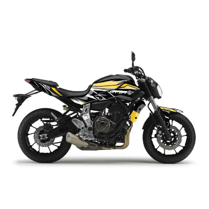 YAMAHA MT07 White and Yellow Graphic Kit 2014-2024 Bikerz Kingdom