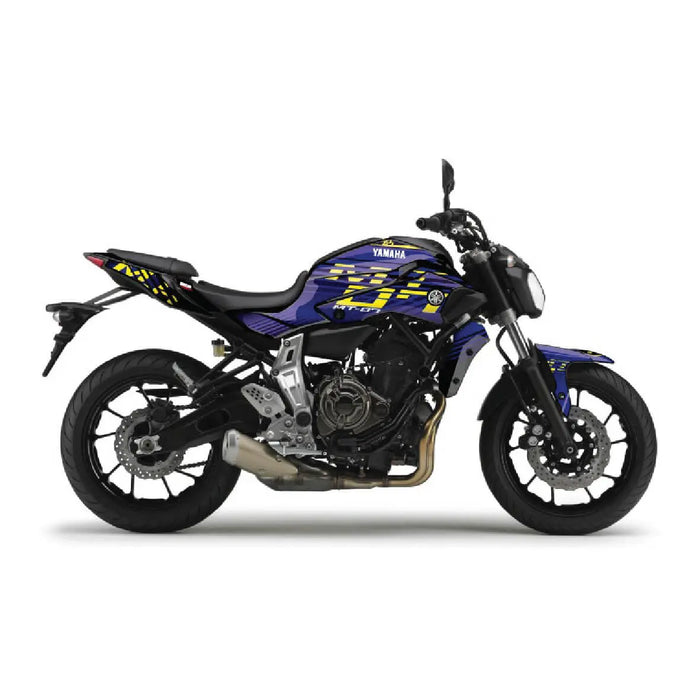 YAMAHA MT07 Funky Blue and Yellow Graphic Kit 2014-2024 Bikerz Kingdom