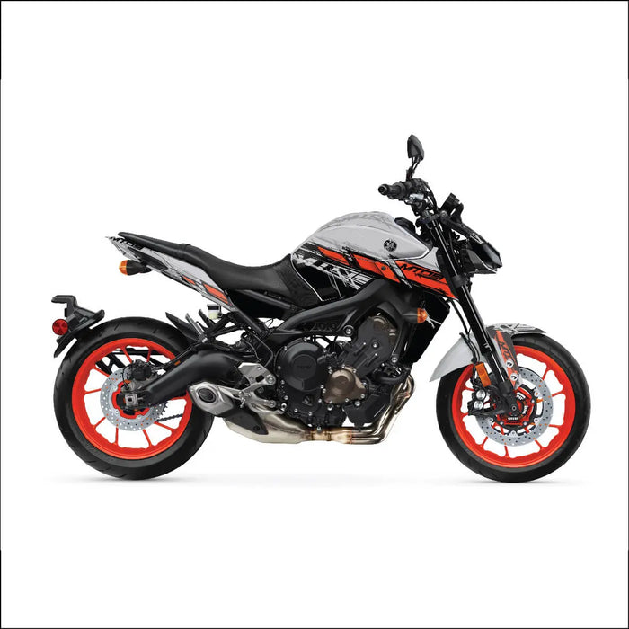 YAMAHA MT09 Black Orange White Graphic Kit 2014-2024 Bikerz Kingdom