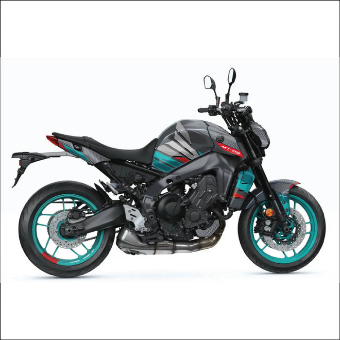 YAMAHA MT-09 Grey and Turquoise Graphic Kit 2014-2024 Bikerz Kingdom