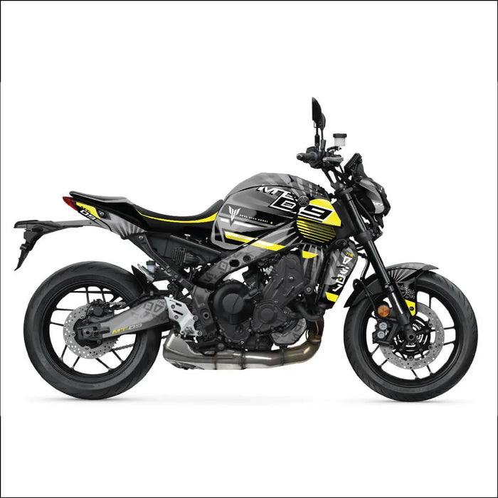 YAMAHA MT-09 Graphic Grey and Yellow Graphic Kit 2020-2023 Bikerz Kingdom