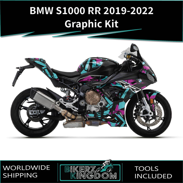 BMW S1000 RR 2019-2022 Purple Geometric Graphics Kit Decal Set