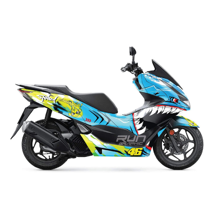 Honda PCX 125 2025 Angry Shark Graphic Kit Full Decals Bikerz Kingdom