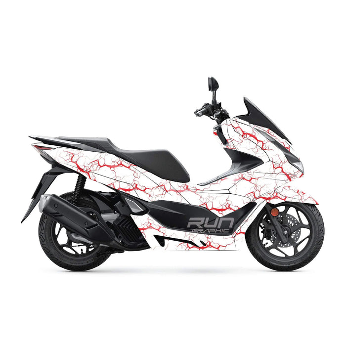 Honda PCX 125 2025 White Lightning Graphic Kit Full Decals Bikerz Kingdom
