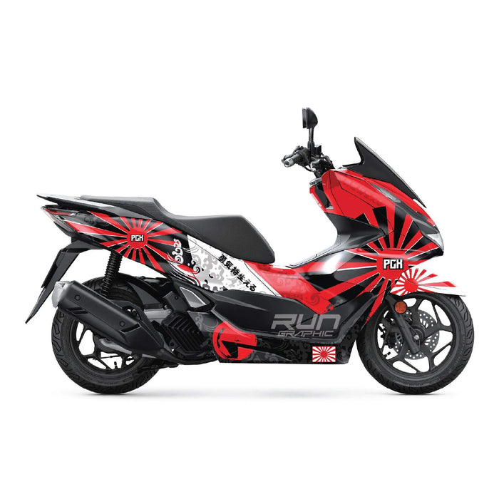 Honda PCX 125 2025 Red Japan Theme Graphic Kit Full Decals Bikerz Kingdom