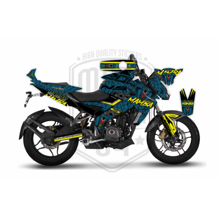 Bajaj Pulsar 2014 - 2022 NS200 Black Mamba Graphic Kit Decal Wrap Set Bikerz Kingdom