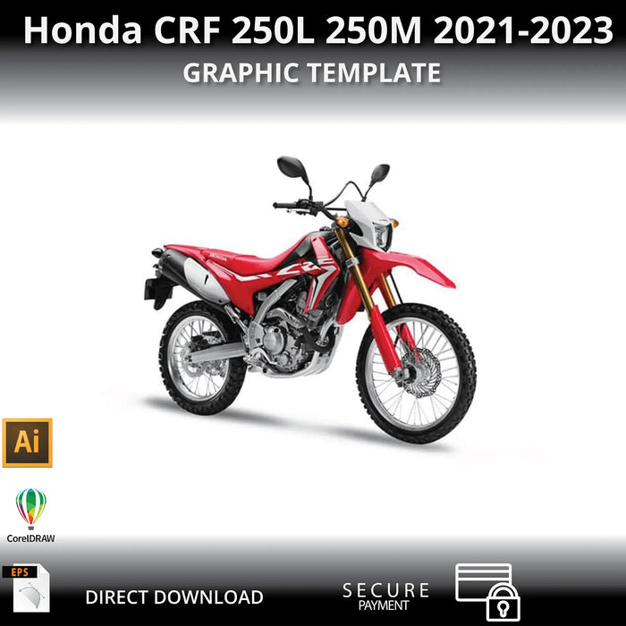 HONDA CRF 250L 250M 2021-2023 Motorcycle 1:1 Vector Graphic Template Bikerz Kingdom