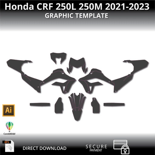 HONDA CRF 250L 250M 2021-2023 Motorcycle 1:1 Vector Graphic Template Bikerz Kingdom