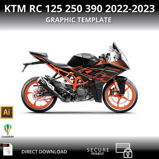 KTM RC 125 250 390 2022-2023 Motorcycle 1:1 Vector Graphic Template Bikerz Kingdom