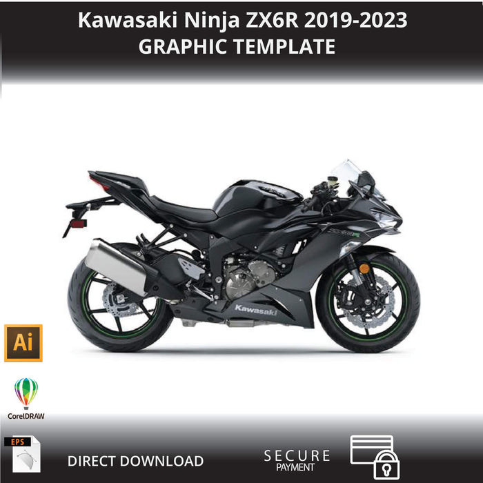KAWASAKI NINJA ZX-6R 2019-2023 1:1 Vector Graphic Template