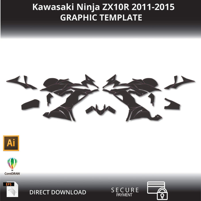 KAWASAKI NINJA ZX-10R 2011-2015 1:1 Vector Graphic Template Bikerz Kingdom
