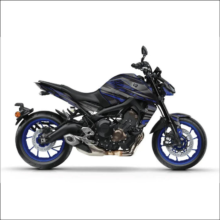 YAMAHA MT09 Grey and Blue Stripes Graphic Kit 2014-2024 Bikerz Kingdom