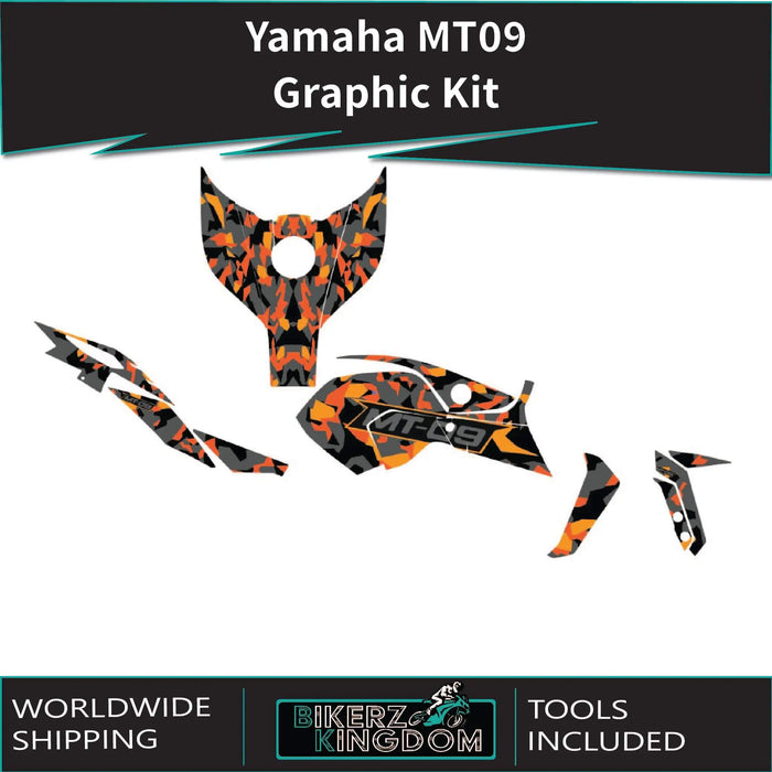 YAMAHA MT09 Camo Orange Graphic Kit 2014-2024 Bikerz Kingdom