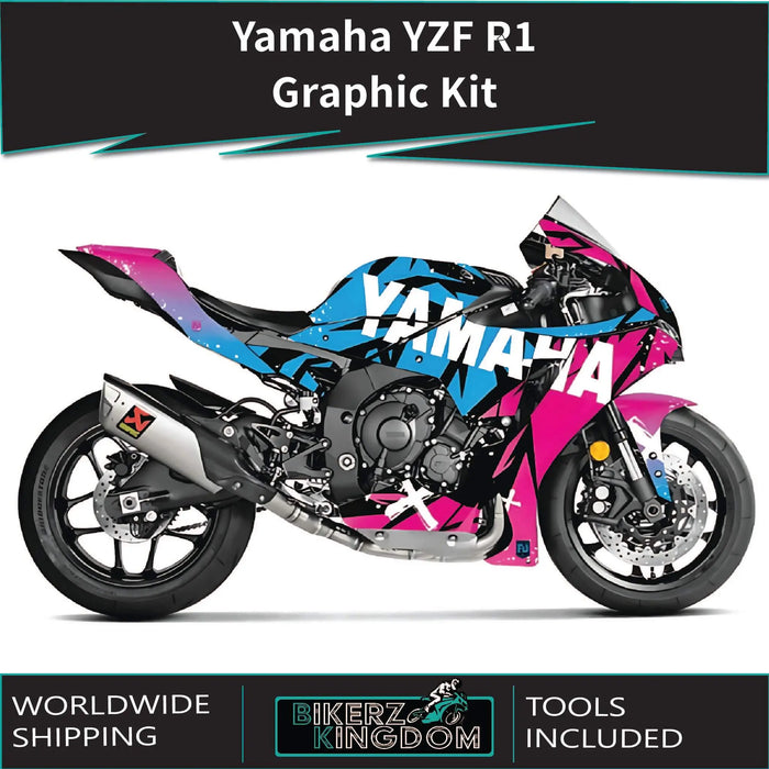 Yamaha YZF R1 Blue Pink Graphic Kit 2020-2024 Models Bikerz Kingdom