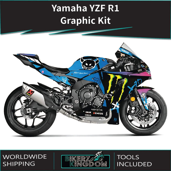Yamaha YZF R1 Fabio Quartararo Style Blue Monster Energy Graphic Kit 2020-2024 Models Bikerz Kingdom