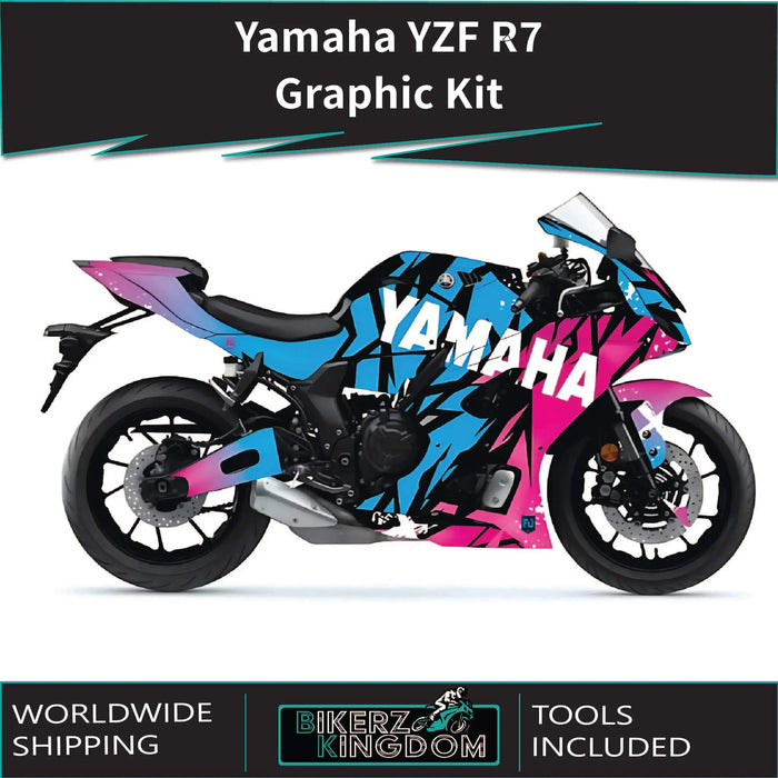 Yamaha YZF R7 Funky Tiger Pink Blue Kit 2021-2025 Models Bikerz Kingdom