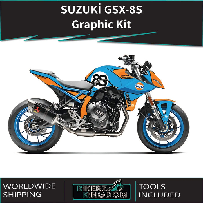 SUZUKİ GSX-8S Orange and Blue Graphic Kit 2023-2024 Models Bikerz Kingdom